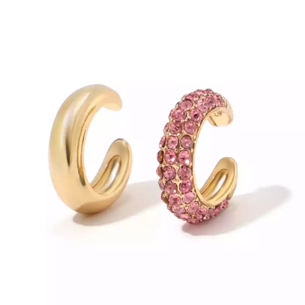 Lana Pink Pavè and Gold Huggie Ear Cuffs!